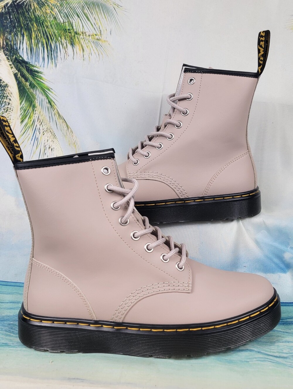Dr Martens ZAVALA Taupe Leather Boots Women's 8